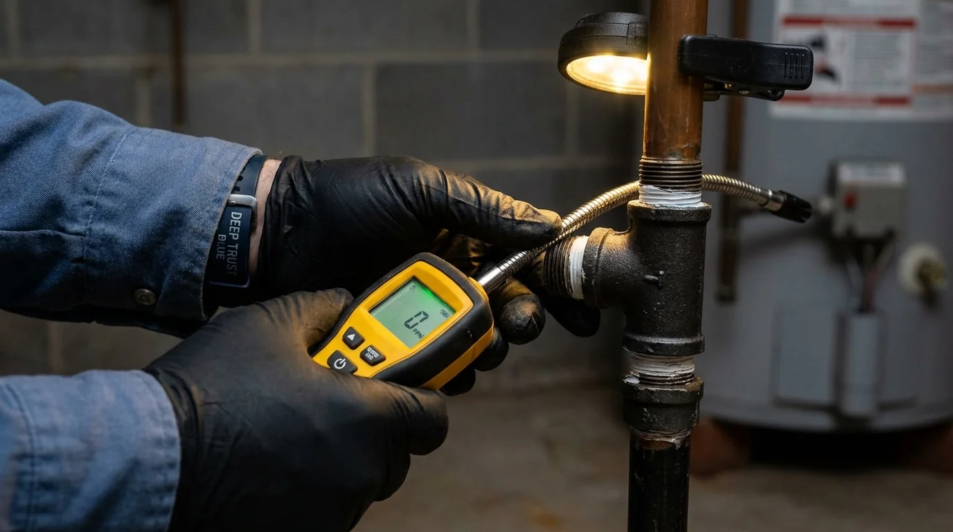 Gas leak detection with electronic sniffer by Johns Plumbing LLC in Gaston