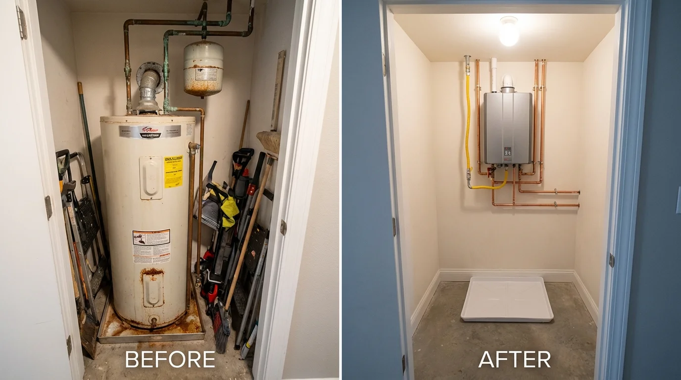 Tank water heater versus wall-mounted tankless unit comparison for Gaston, NC homeowners